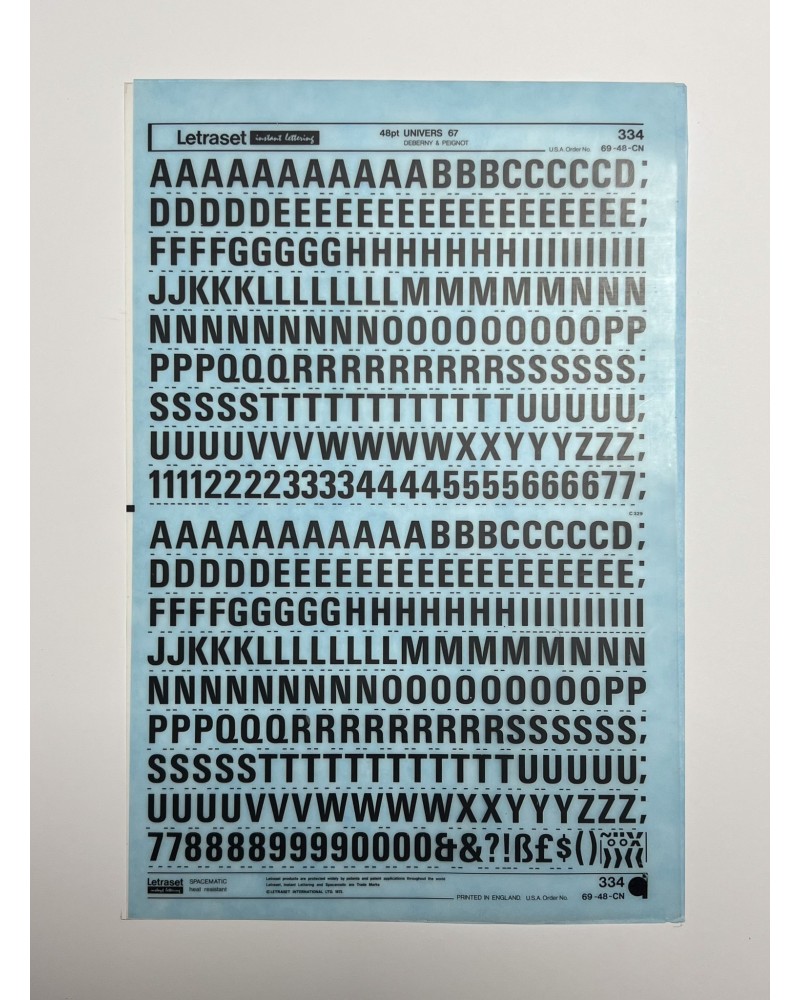 Letraset 334 - UNIVERS 67 -48pt