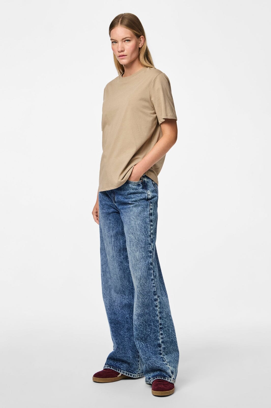Pieces Pcria Ss Solid Tee 4280158 silver mink