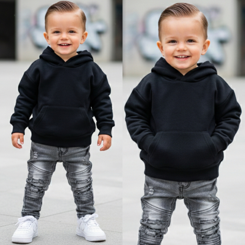 Mini Street Style Basic Hoodie - zwart