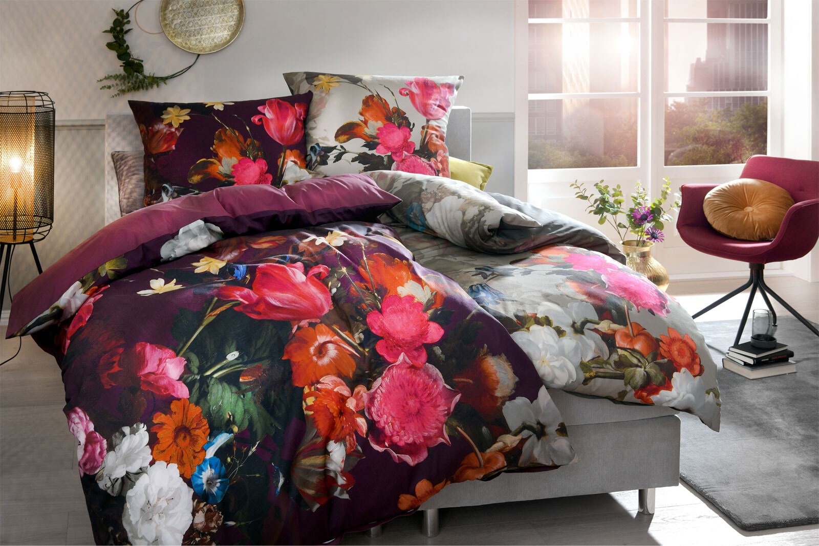 casaNOVA Satin-Bettwäsche SALLY 135 x 200 cm violett