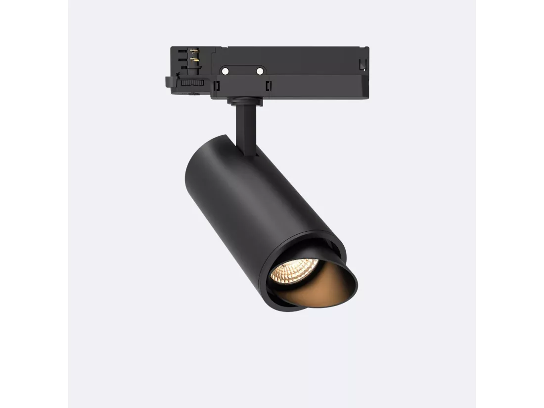Spot LED Fasano Cylindre Biseau 30W pour Rail Triphasé Dimmable DALI Noir 3200K Blanc chaud