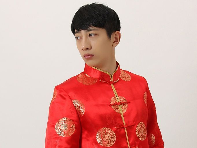 Gouden bloemen - Chinees jasje met knoopjes