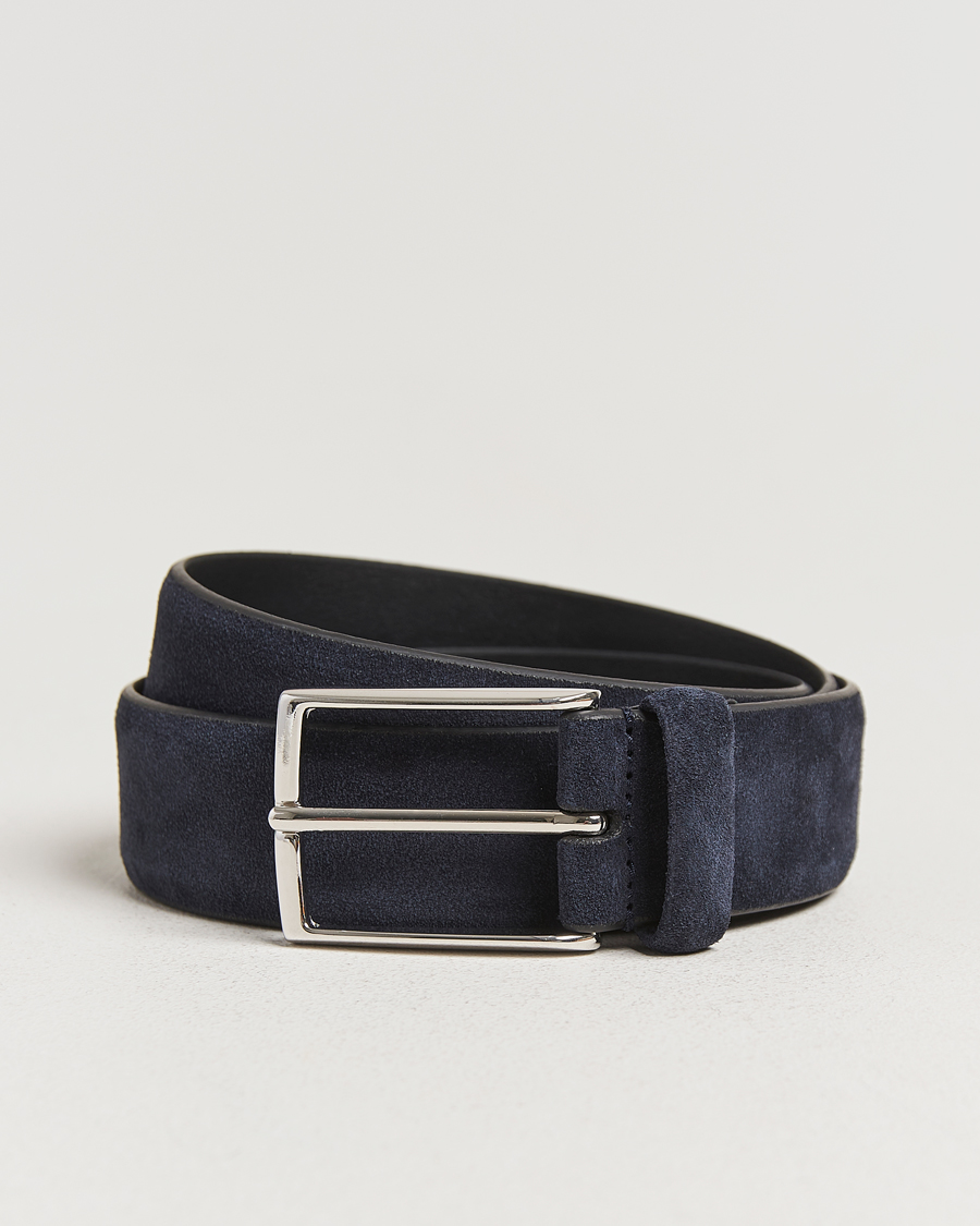 Anderson's Calf Suede 3,5 cm Belt Navy