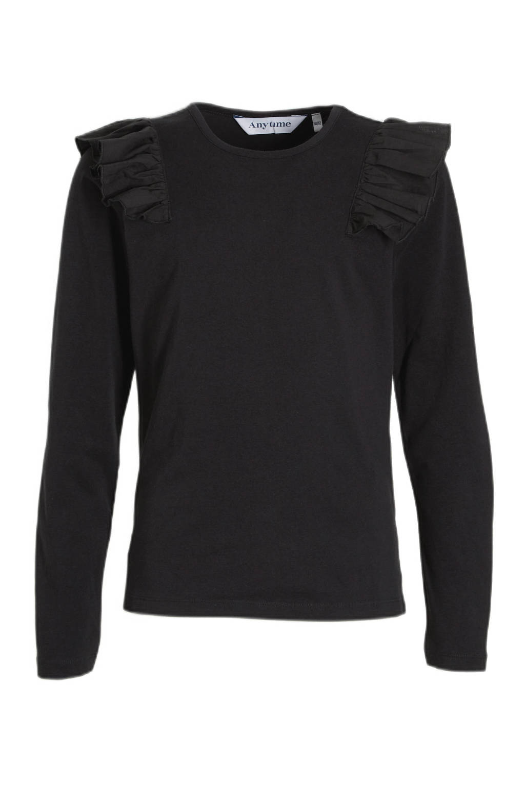 anytime longsleeve met ruffle zwart