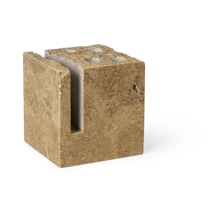 Ferm Living Porte-crayons Klint en travertin | Ocre