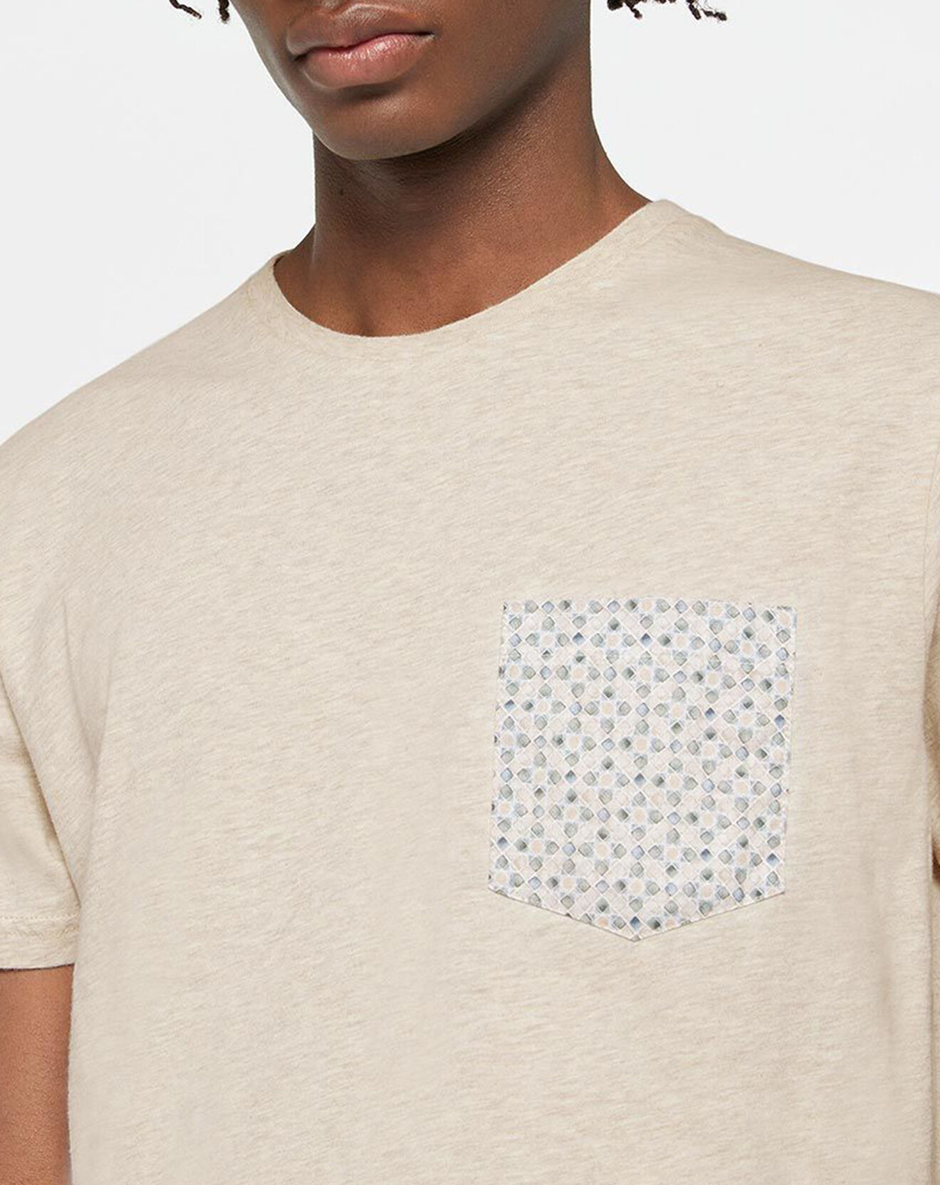Hackett London T-Shirt poche fantaisie beige chiné
