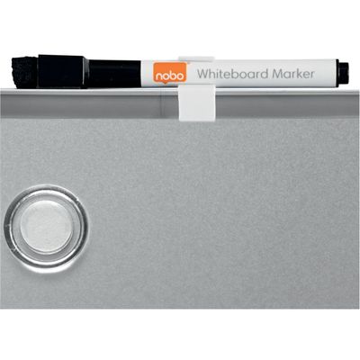 Nobo - Tableau blanc Slimline en acier laqué - 22 x 28 cm - magnétique - cadre gris