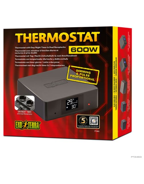 Exo Terra Thermostaat Dubbele Aansluiting - Verwarming - 600 Watt