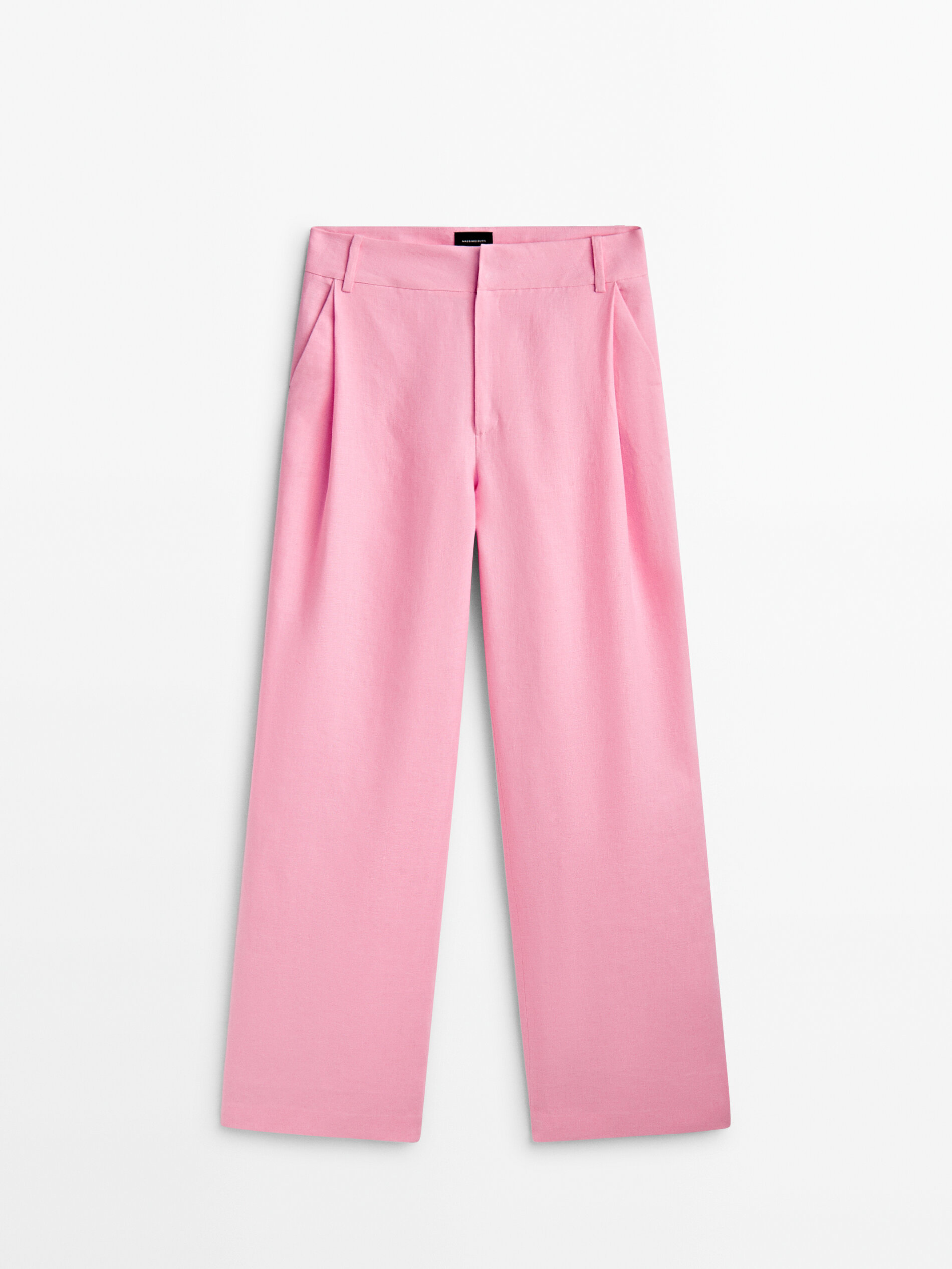 Calças de linho com zíper - Studio - PINK