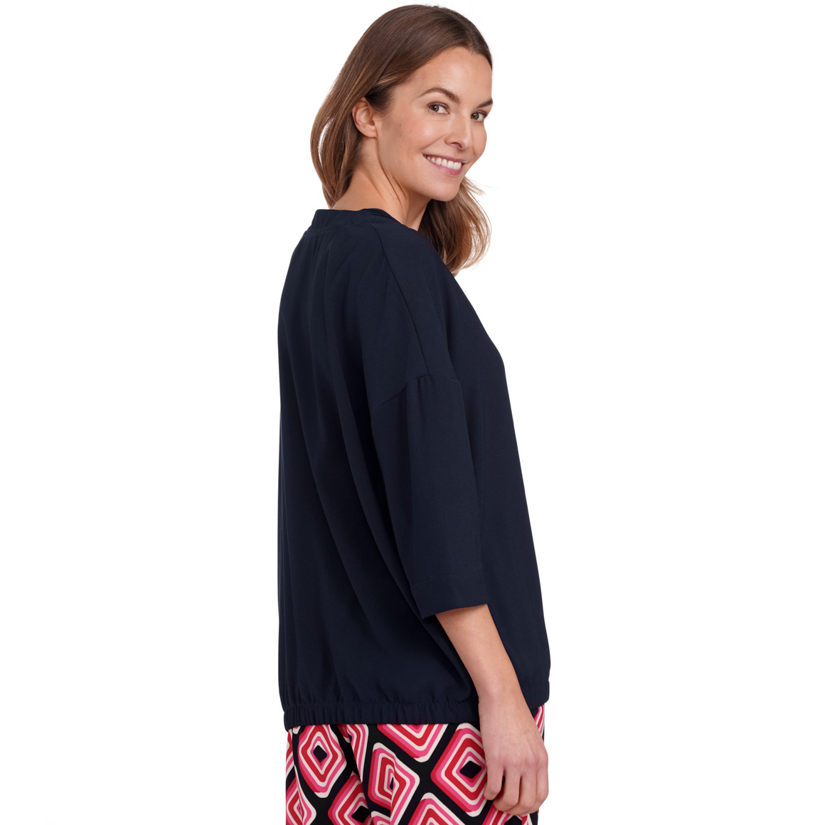Gina Benotti Damen Bluse mit elastischem Saum dunkelblau