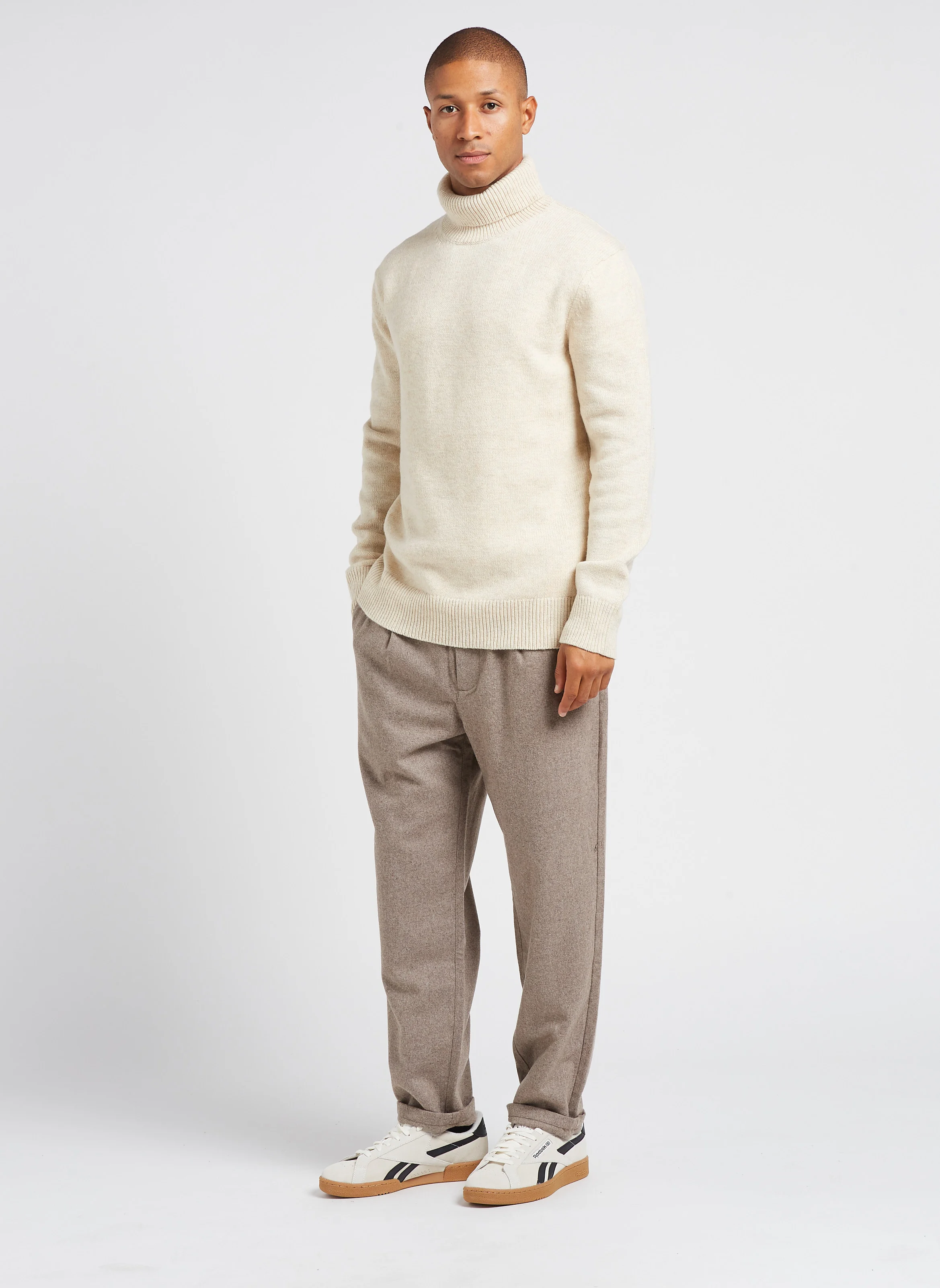 Bertilo - Pantalon chino 7/8 ème en laine mélangée | Beige