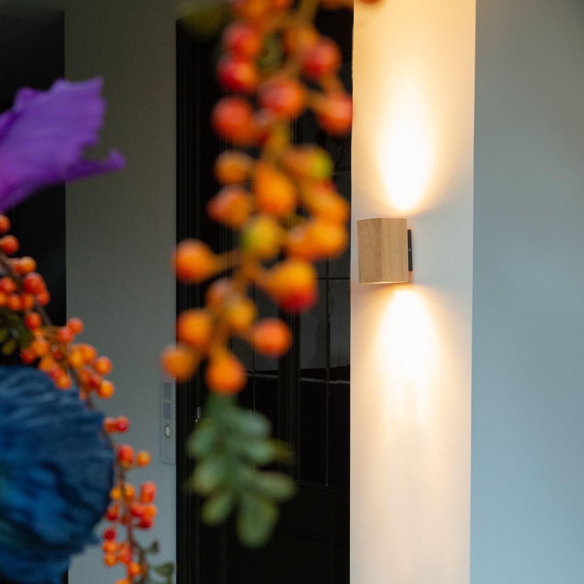 Landelijke wandlamp hout vierkant 2-lichts - Sandy