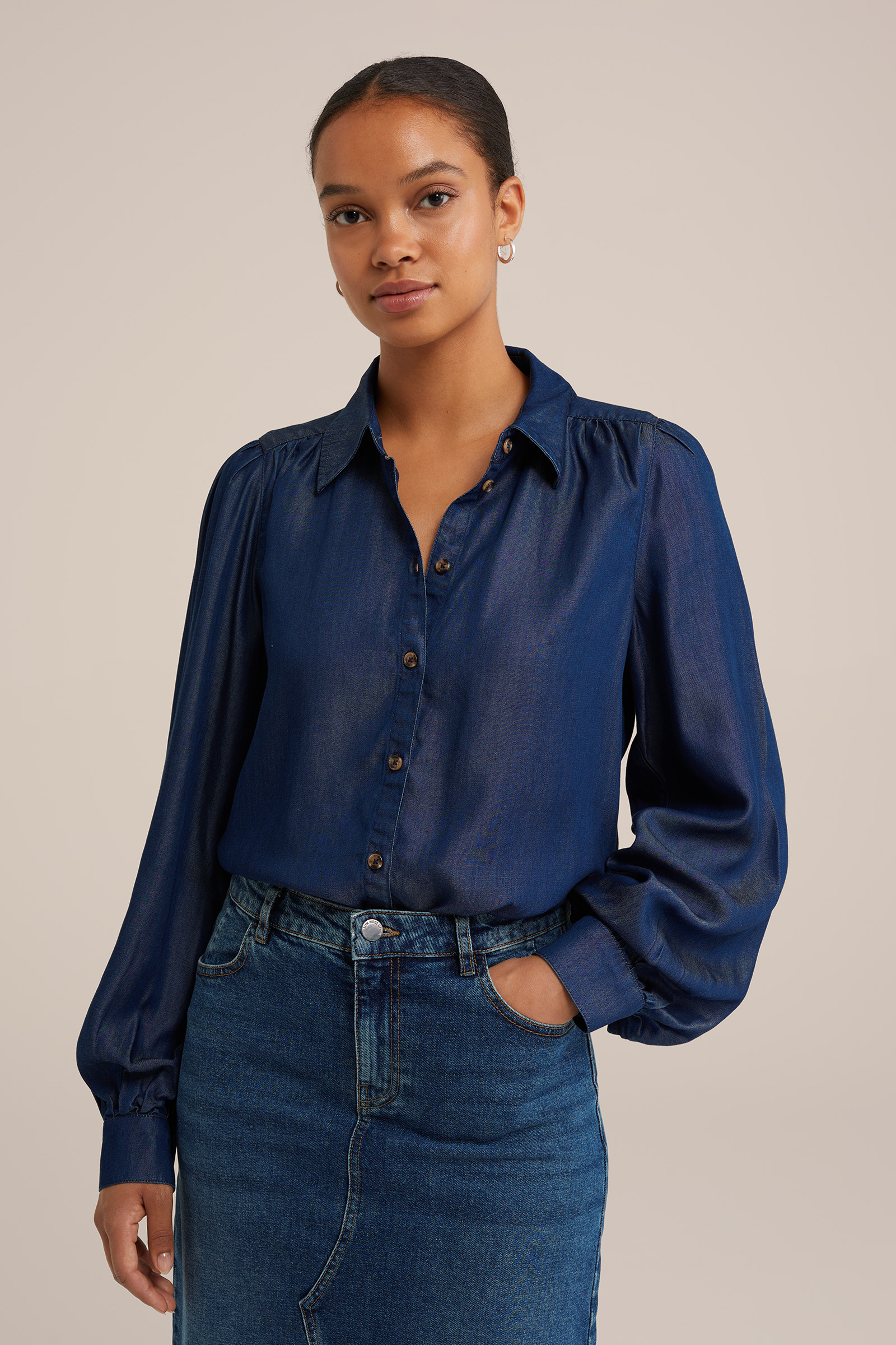 denim blouse Blue Ridge Donkerblauw