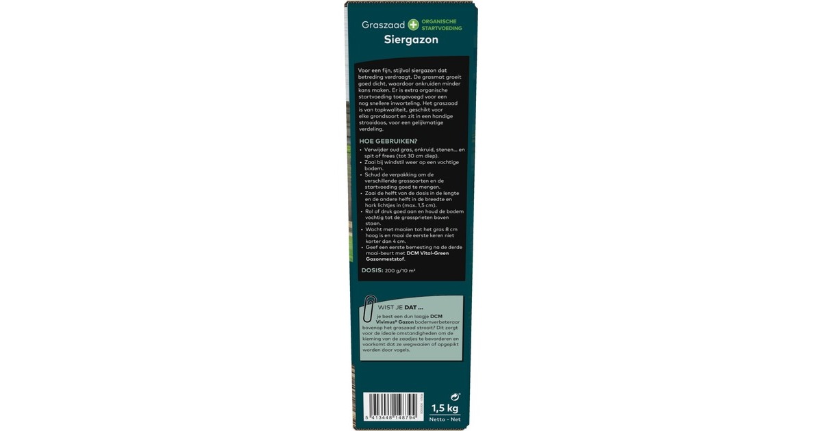 DCMGraszaad Plus Siergazon 1,5 kg zaden  (Tot 75 m²)