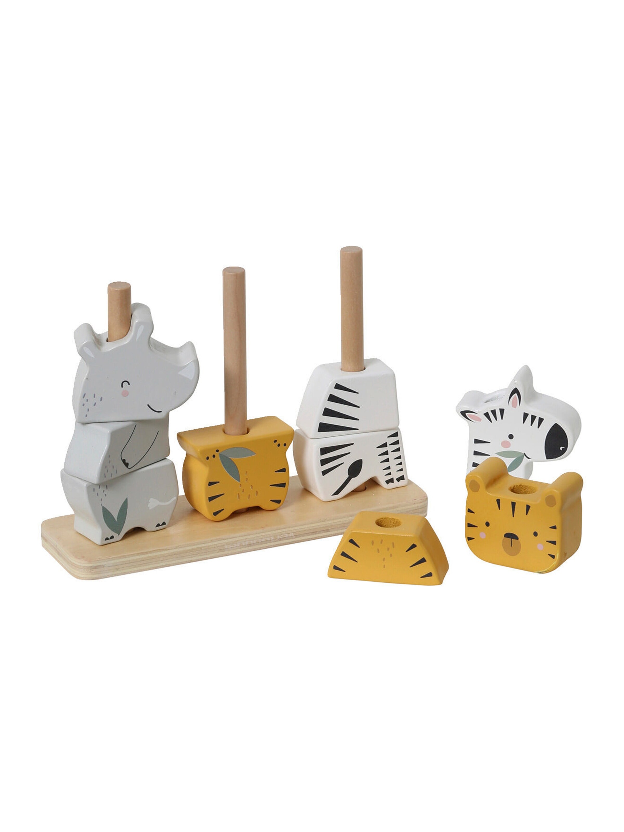 Vertbaudet Baby Stapel-Spielzeug, Dschungeltiere, Holz FSC® mehrfarbig