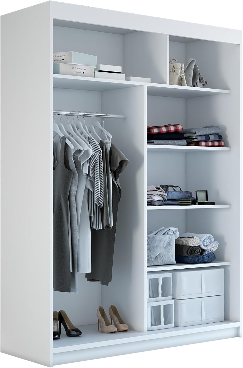 A&J MöbelLand Schwebetürenschrank GAPI Kleiderschrank 2-türig mit Spiegel, Garderobe 160 cm (Sonoma/Sonoma/Sonoma)