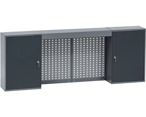 Küpper werkplaatsset antraciet 1700mm bestaande uit werkbank en bovenkast met gaatjeswand