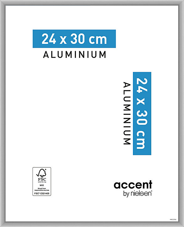 Cadre photo aluminium argent mat Accent l.24 x H.30 cm