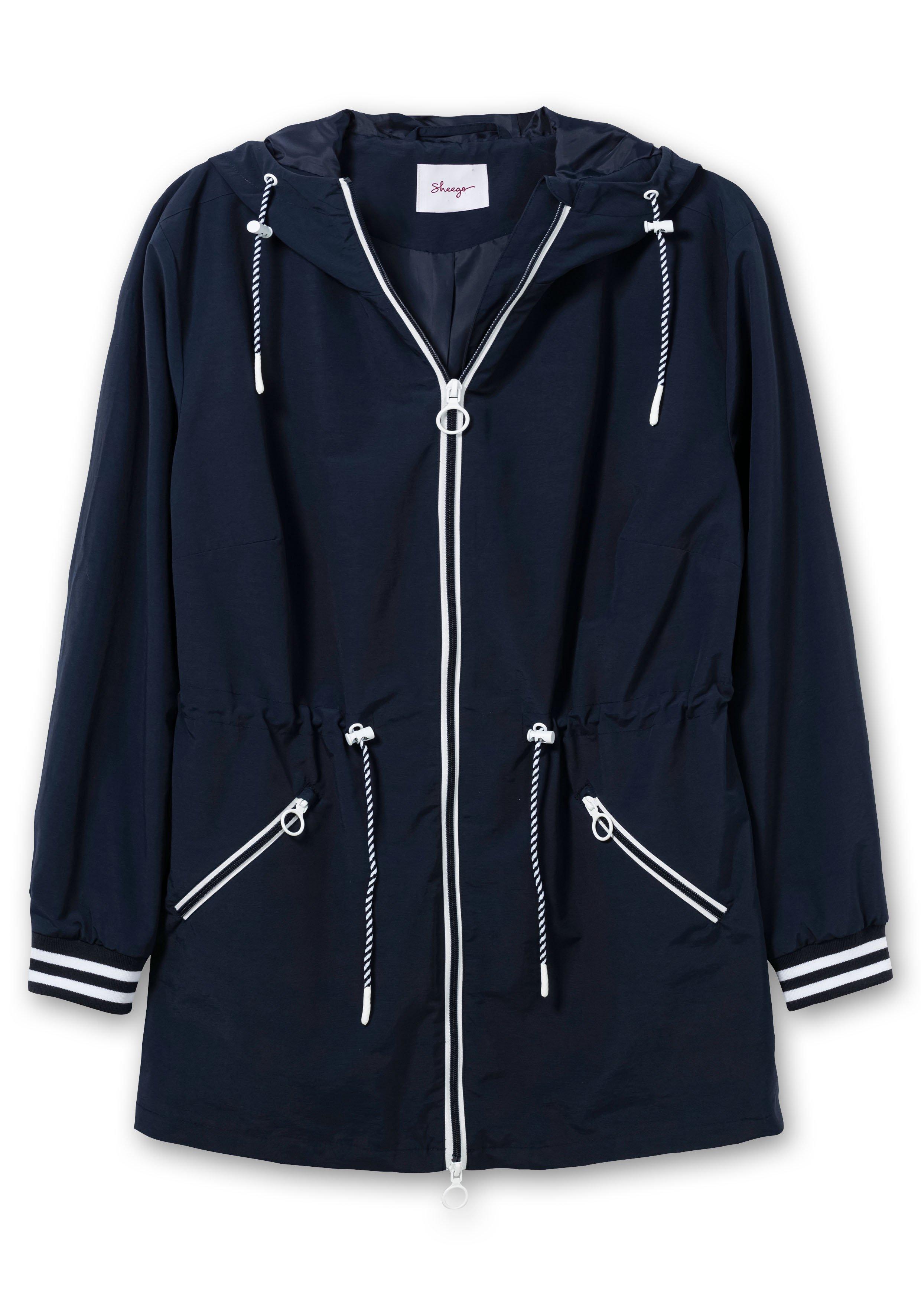Kapuzenparka mit Kontrastdetails und Taillen-Tunnelzug