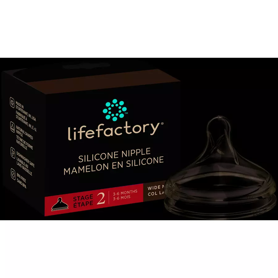lifefactory Silikonsauger Gr. 2 für Baby-Weithalsflaschen, 3-6 Monate