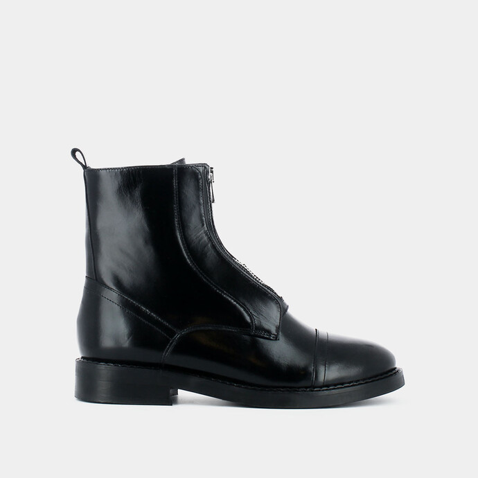 Bottines à fermetures éclair  en cuir noir