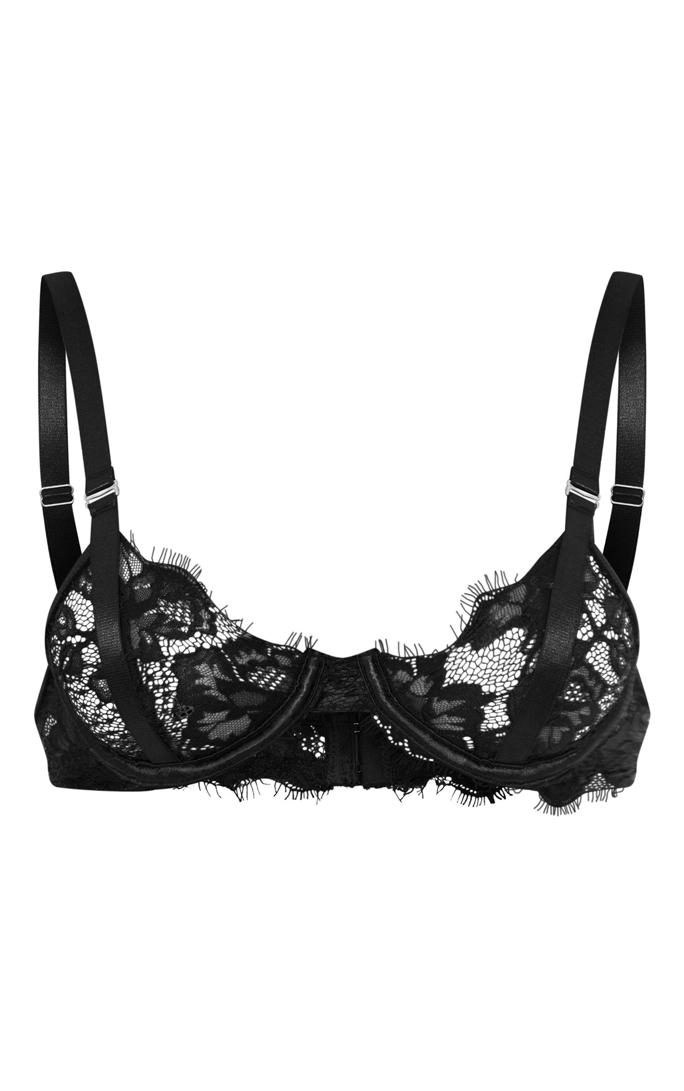 Noir Soutien-gorge À Armatures En Dentelle Cils