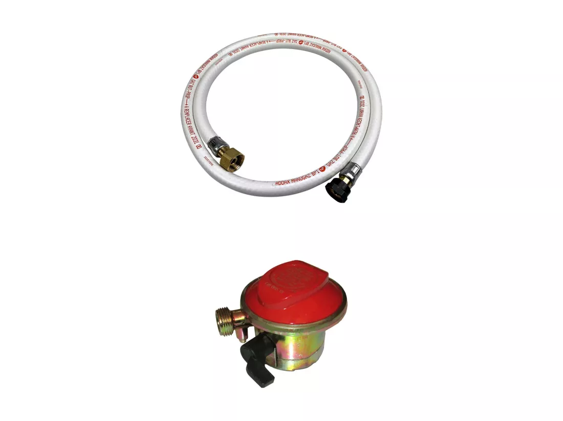 Kit Tuyau flexible de gaz 1.5 m à embouts mécaniques + Détendeur Quick-on Ø20mm Propane 37mbar 1.5kg/h. raccord rapide – Normes NF