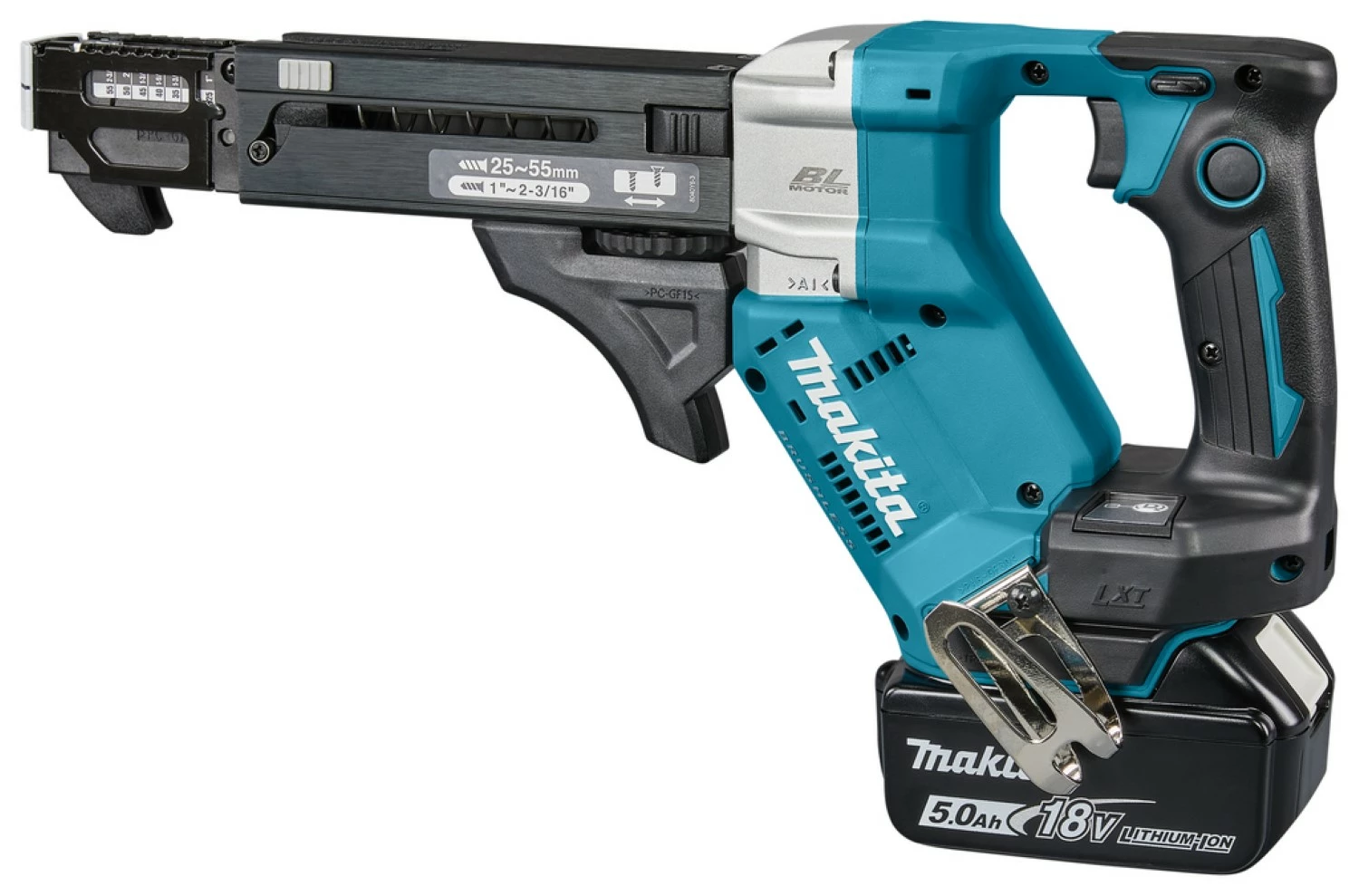 Makita DFR551RTJ 18V Li-Ion accu schroefautomaat set (2x 5,0Ah) in Mbox - 25-55mm