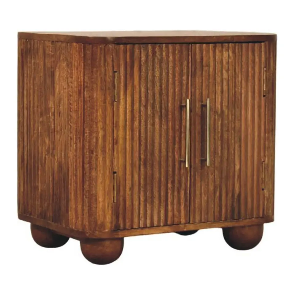 Solis Geribbelde Dressoir, 2 Deuren en 2 Planken, Lichtbruin