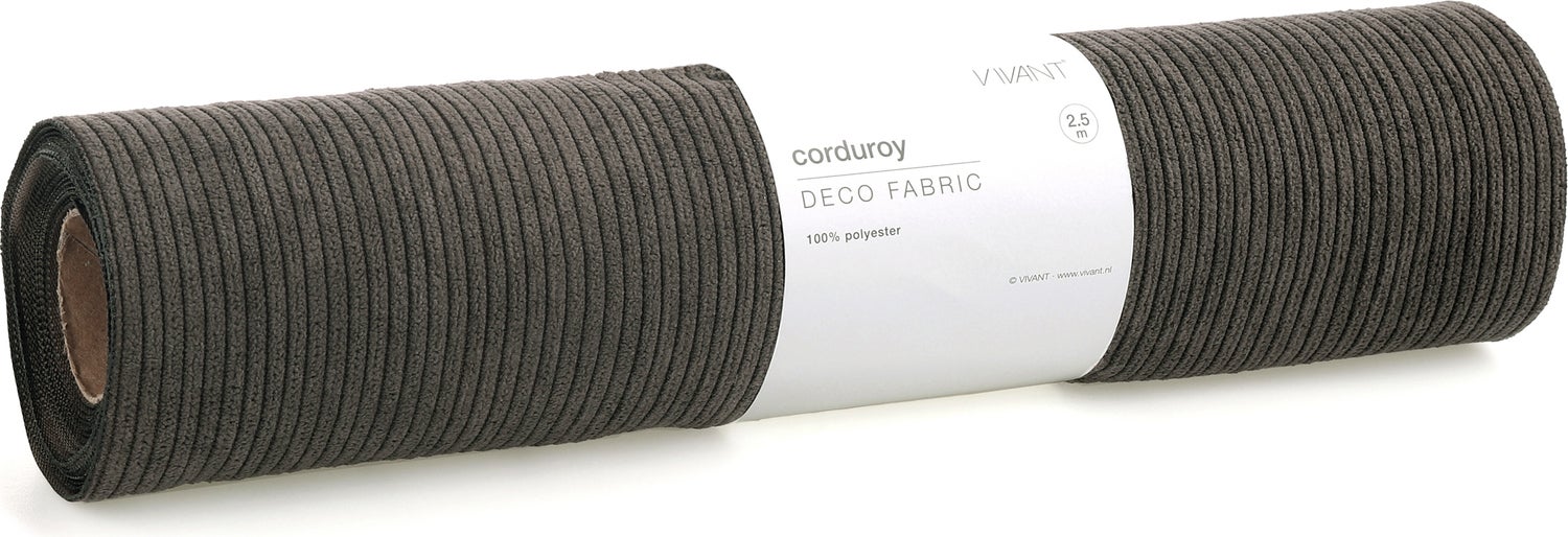 Vivant tafelloper Corduroy antraciet 250 x 28 cm