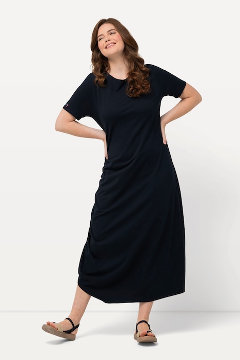 Jersey-Maxikleid, Rundhals, Halbarm, Biobaumwolle