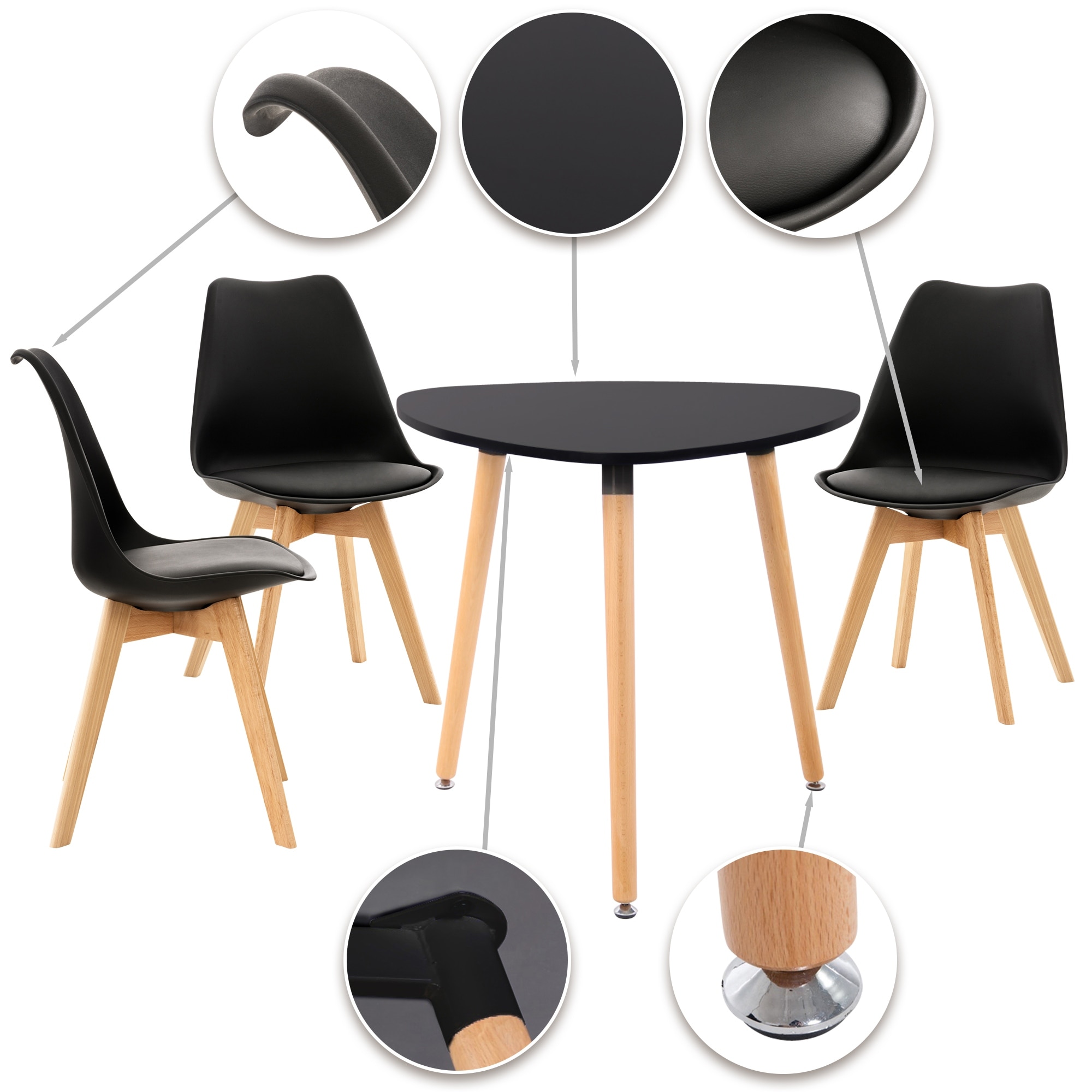 CLP Sitzgruppe Libanera I 3X Stuhl Linares + 1X Tisch Abenra