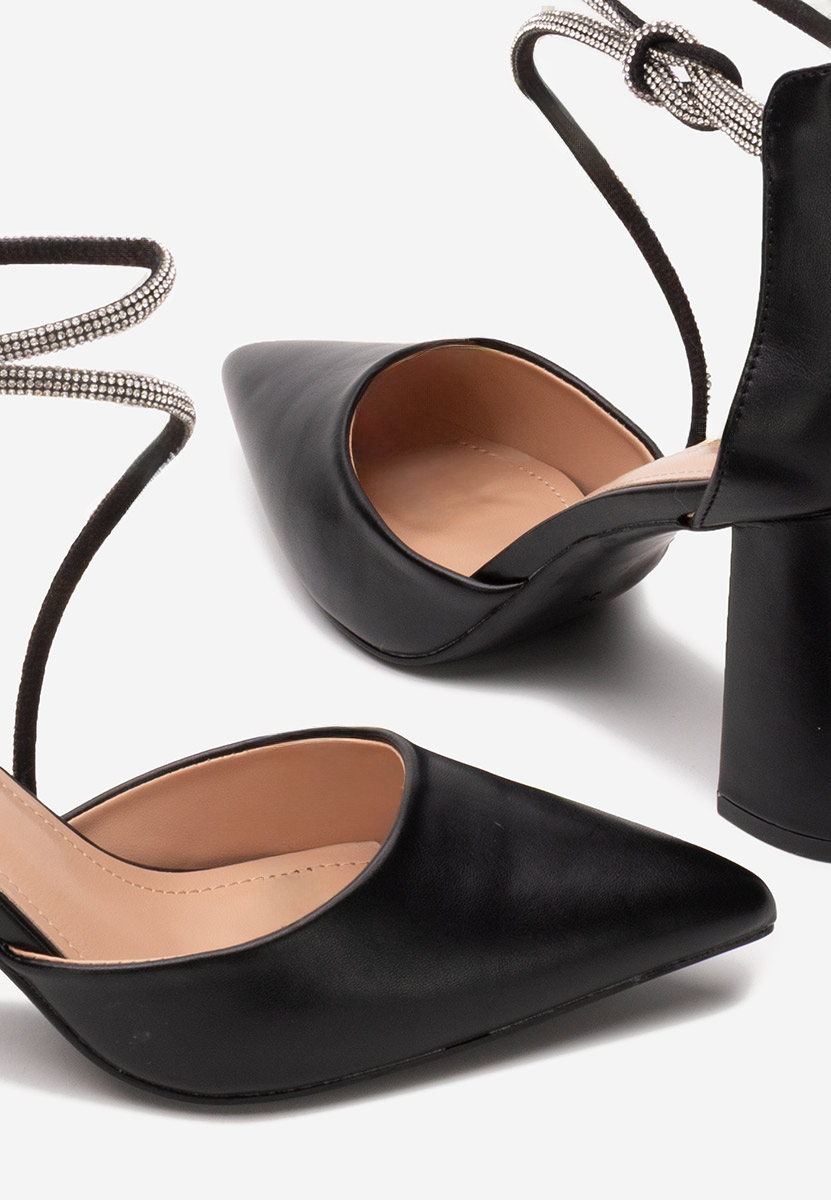 Chaussures élégantes à talon épais noirs Analy
