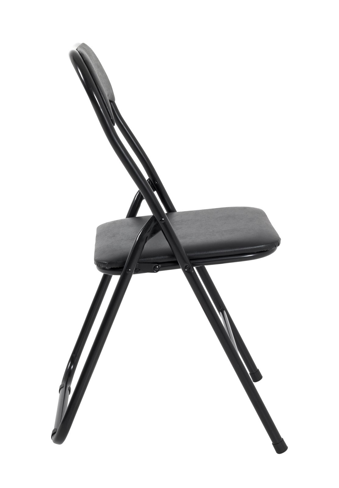 Klappstuhl Remo Lederlook Schwarz / Metallgestell schwarz
