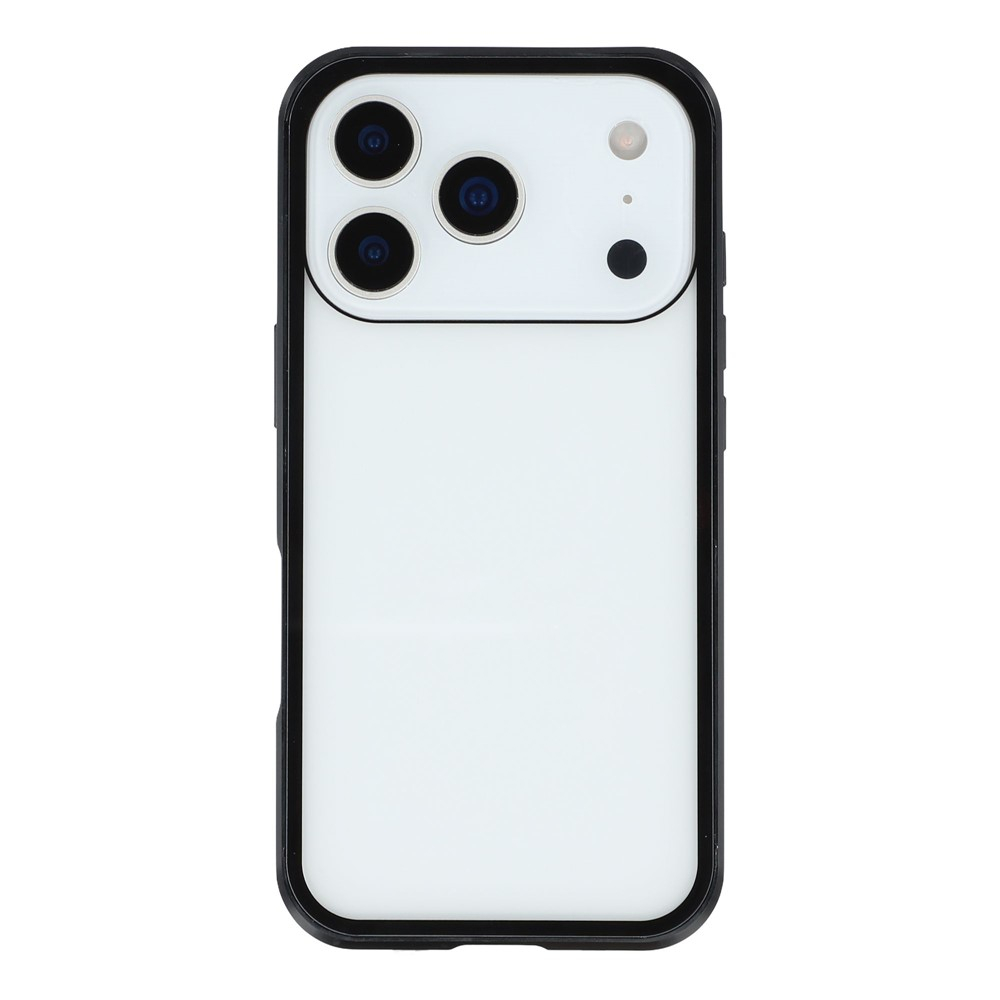 iPhone 17 Pro Magnetische Alu Schutzhülle mit Panzer Glas Backcover   Privacy Displayschutz (Magnet-Technologie) - Schwarz