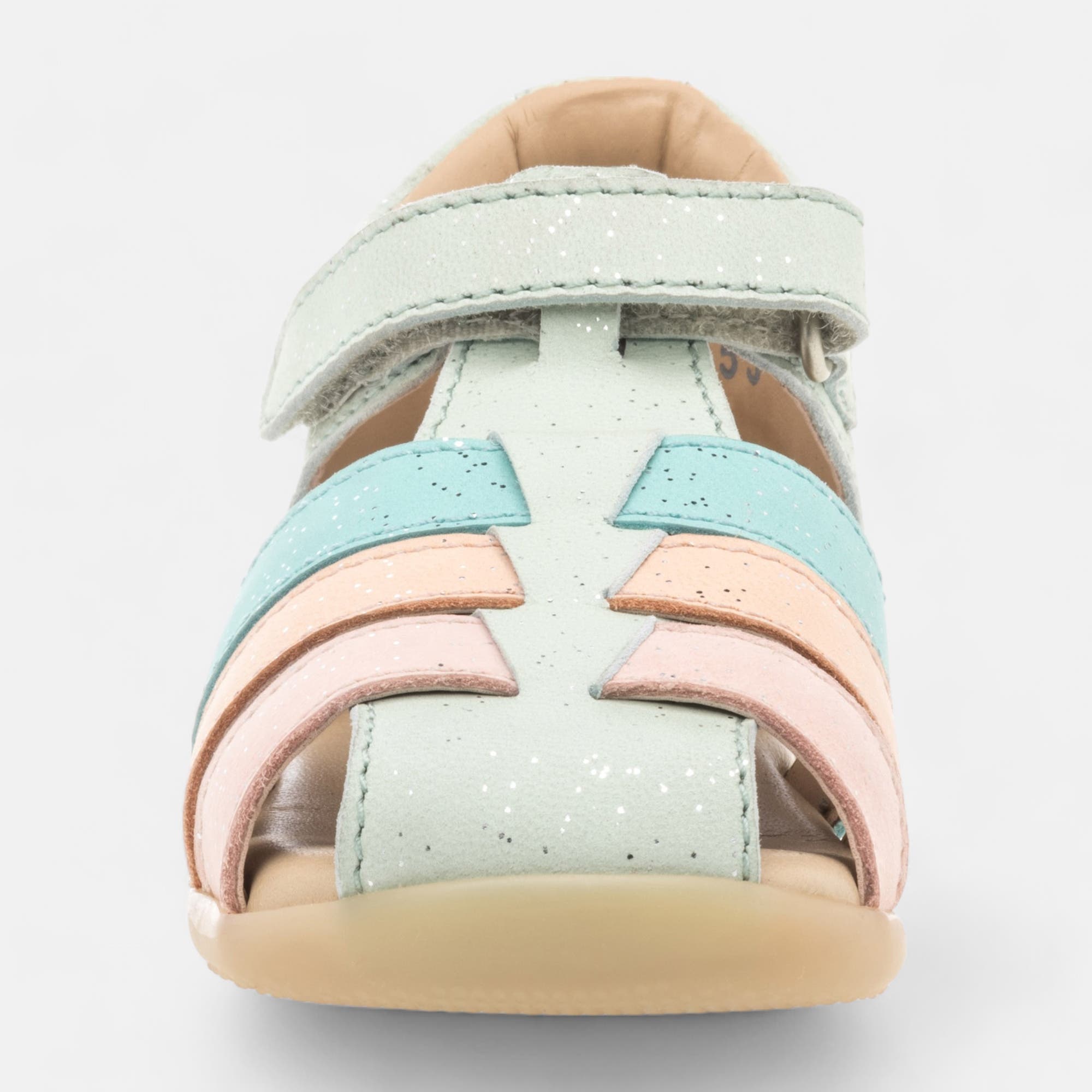 Nu-pieds Bébé fille en cuir multicolore