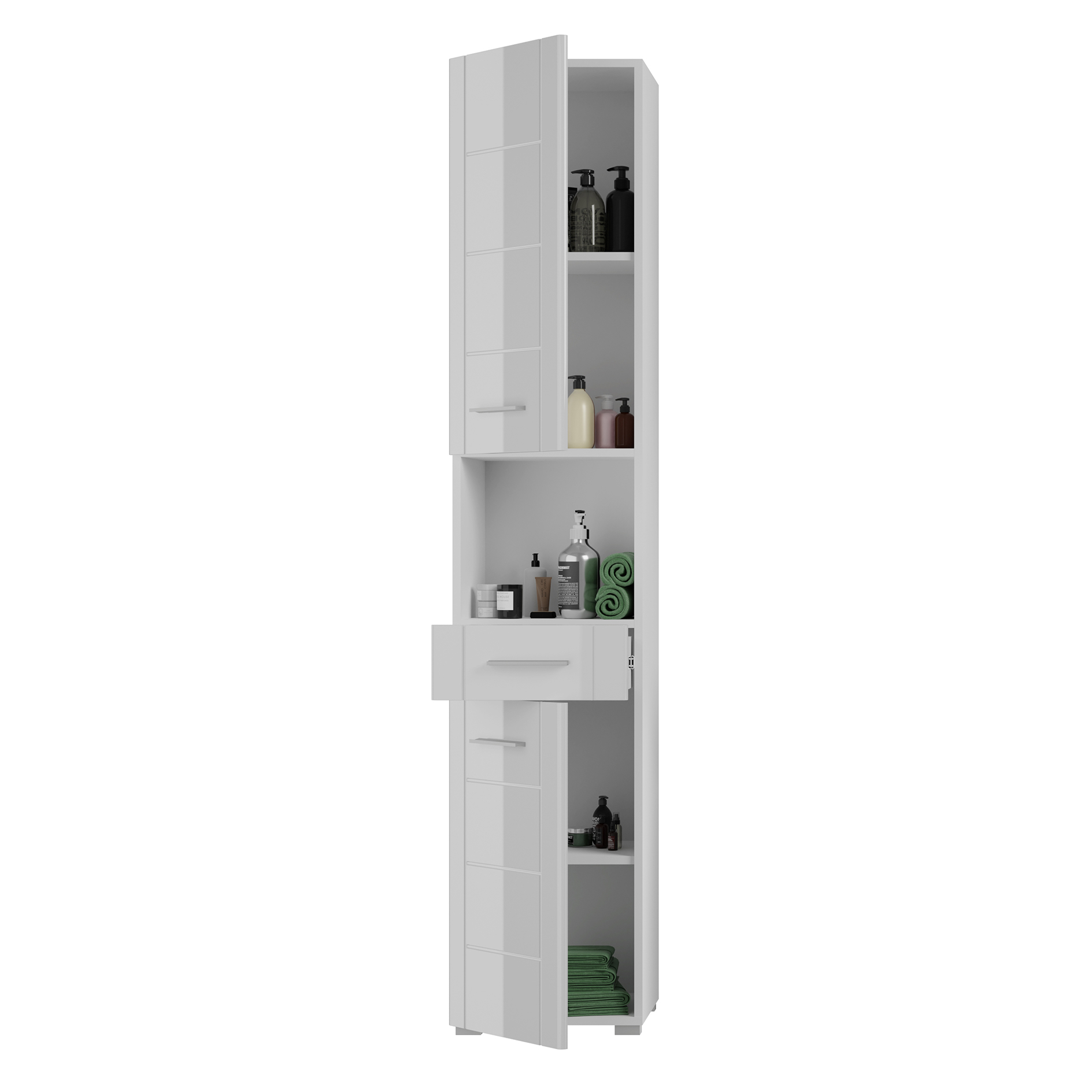Hochschrank VENICE - weiß Hochglanz-weiß - 190 cm hoch
