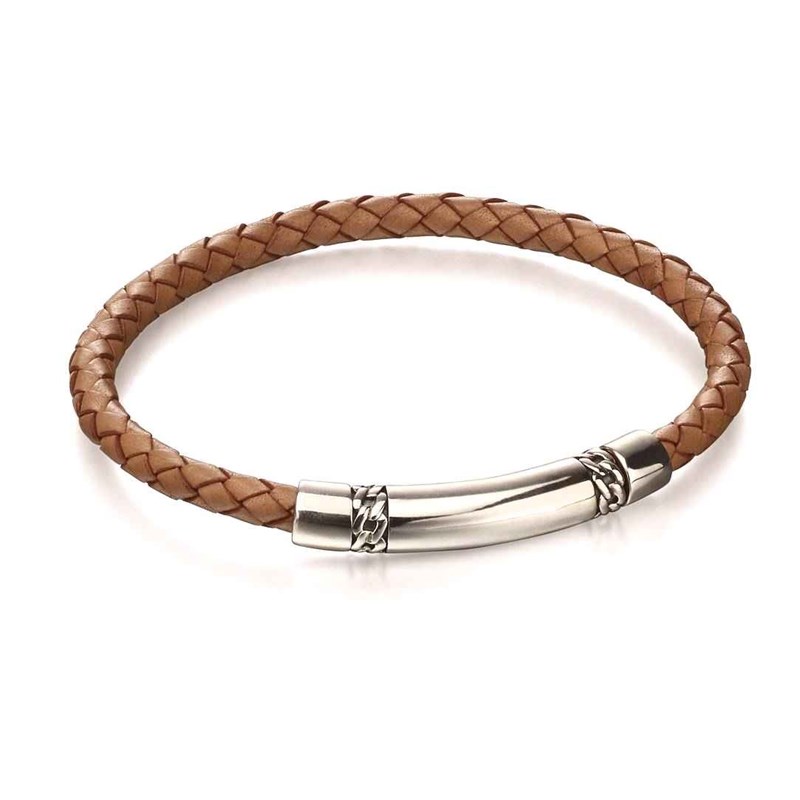 Bracelet cuir en argent 925/1000