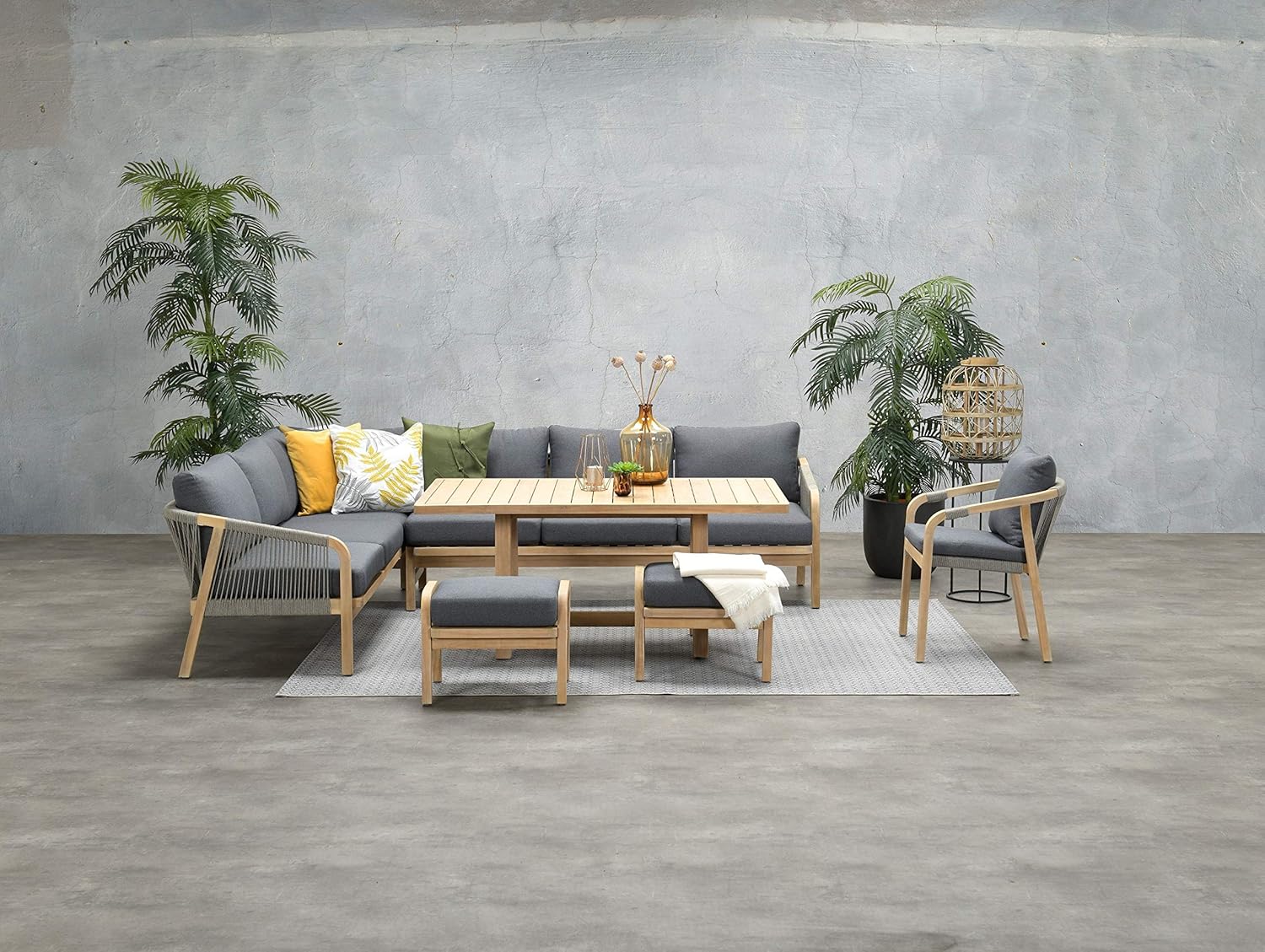 Garden Impressions Hohe Dining Lounge Santos Links, inklusive wasserabweisender Kissen und XXL Tisch