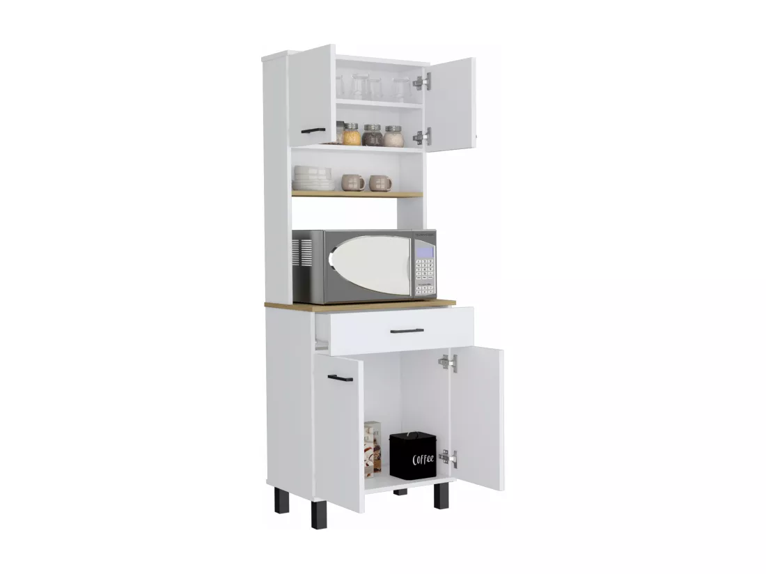 Buffet Cuisine Sideboard Z 60 avec Tiroir , 160 cm X 58 cm X 35 cm , White / Macadamia