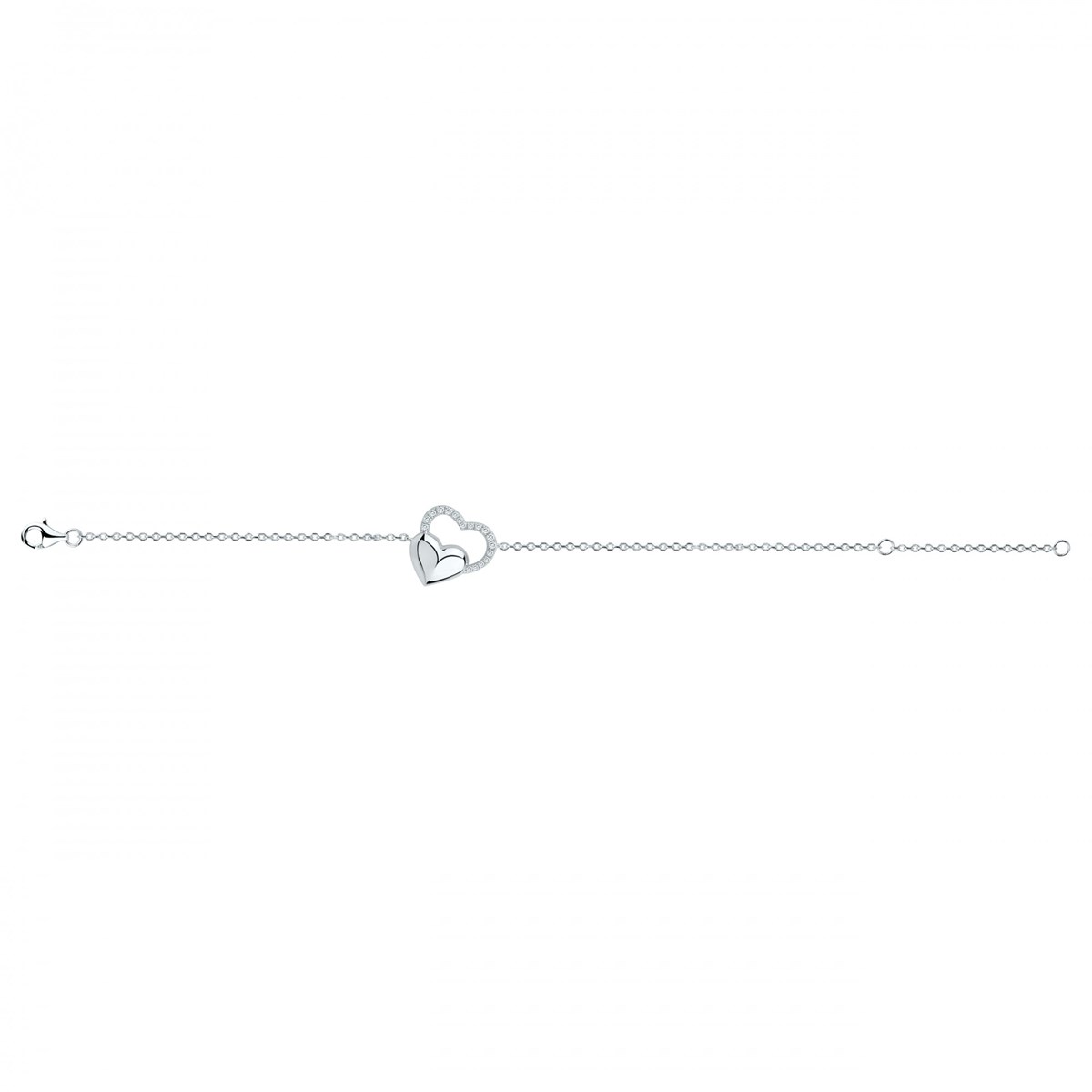 Bracelet souple mono-motif en Argent avec oxyde de zirconium blanc