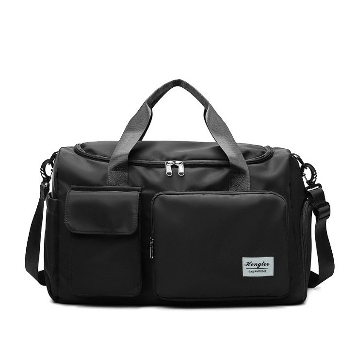 (45x20cm) Wasserabweisende Sporttasche Reise Tasche mit Schuh- / Nassfach - Schwarz