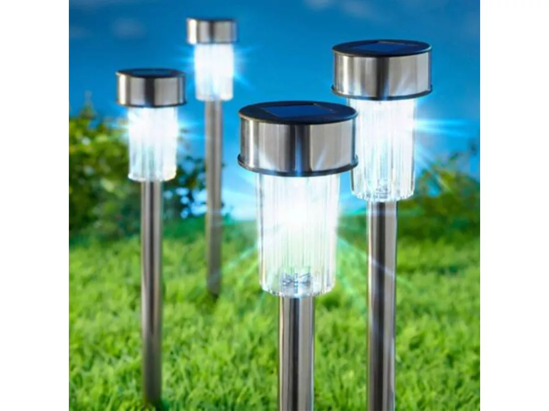 Well Home Set de 5 lampes solaires Ø4,6cm en inox