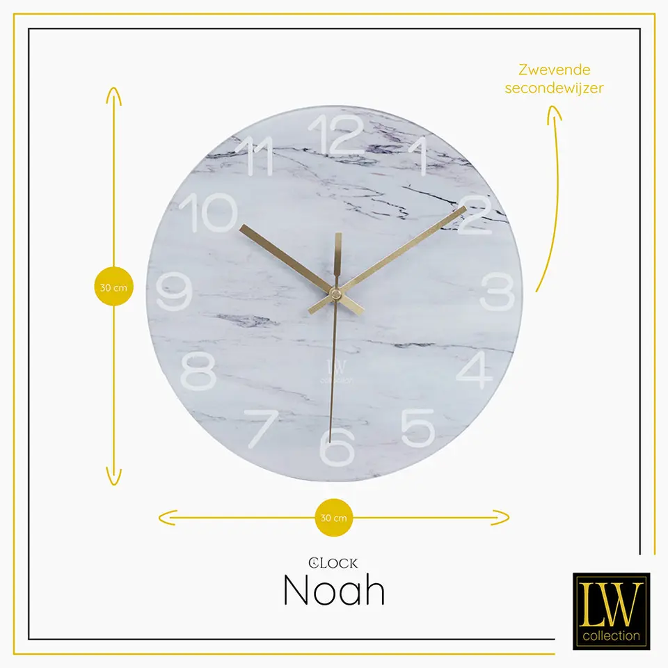 LW Collection Keukenklok Noah 30cm