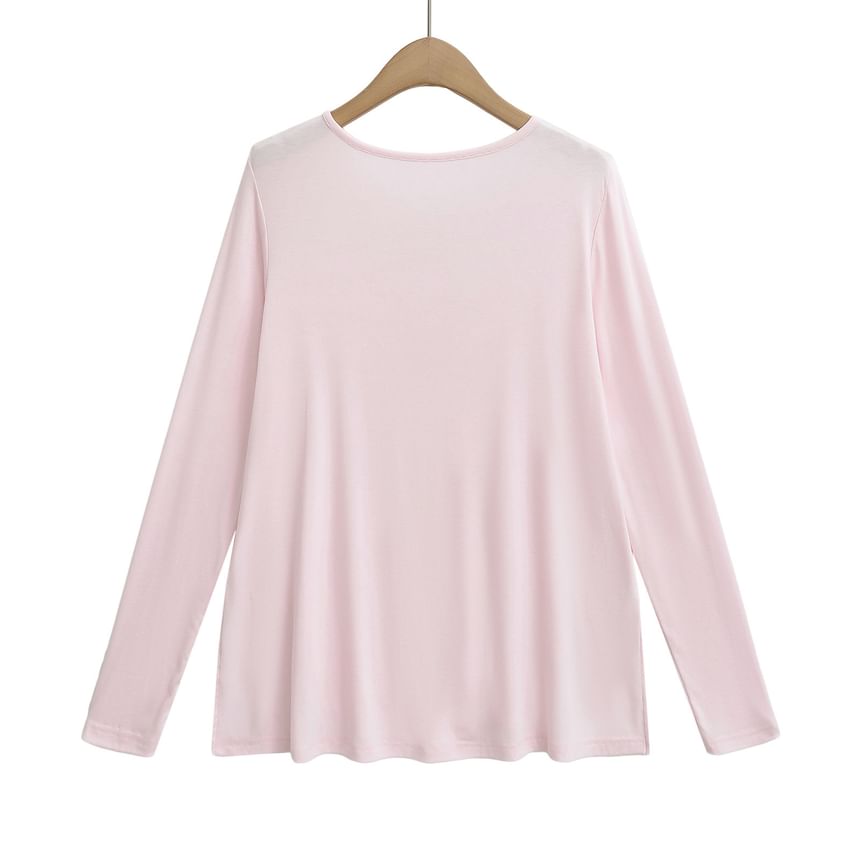 Asiris - Effen Henley T-shirt met lange mouwen