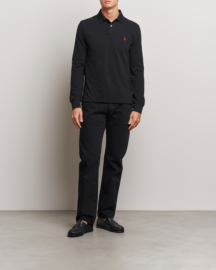Polo Ralph Lauren Custom Slim Fit Long Sleeve Polo Polo Black