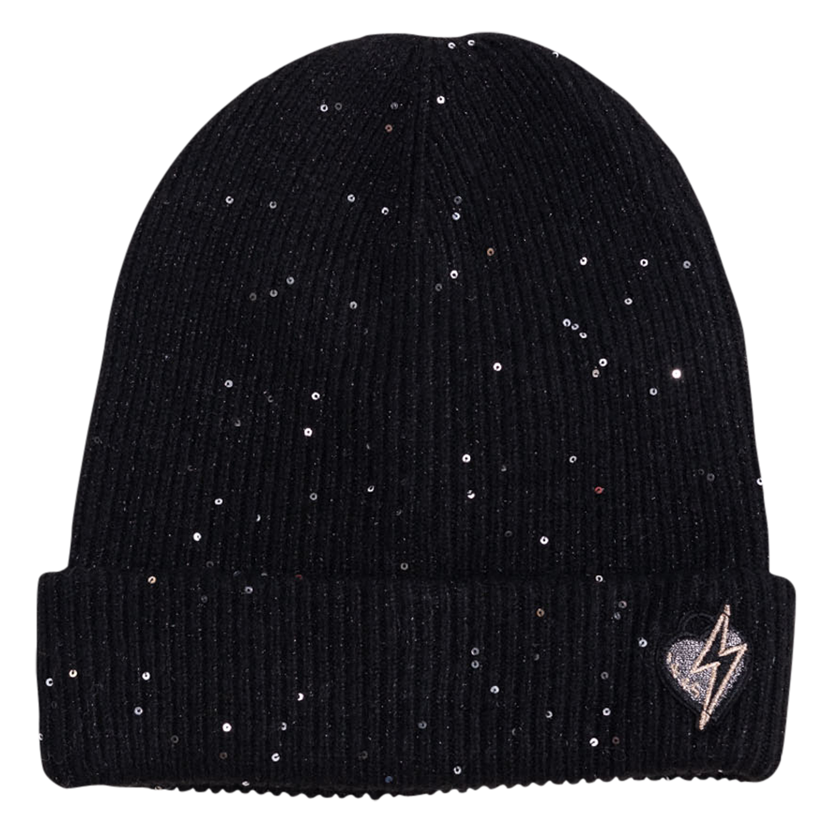 Bonnet en maille tricotée pailletée | Noir