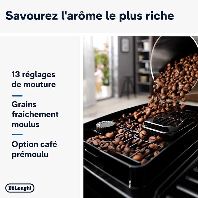 De'Longhi Magnifica Start ECAM222.20B, machine à café automatique avec mousseur à lait, noir