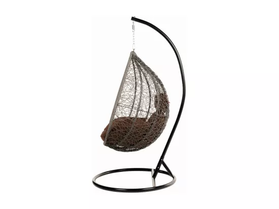 HOME DELUXE - Chaise suspendue CIELO - gris, hauteur 200 cm - avec cadre, coussins d'assise et de dossier I chaise suspendue en polyrotin balançoire de jardin panier suspendu