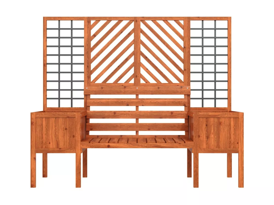 Jardinière avec treillis marron - en sapin massif - pour jardin terrasse - 170x42x145cm